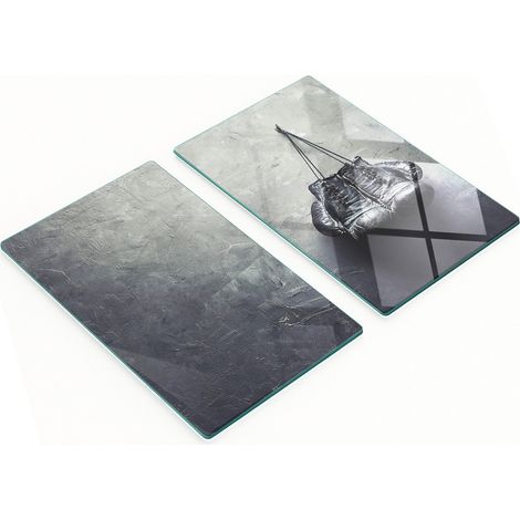 Tableros de vidrio duraderos y elegantes con estampado de guantes de boxeo, 2x30x52 cm.