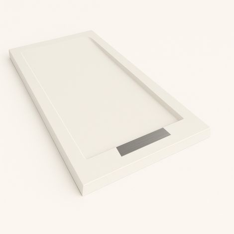 Duschwanne Steen mit Rahmen Farbe Weiß RAL 9003 90x160cm Abdeckung Edelstahl