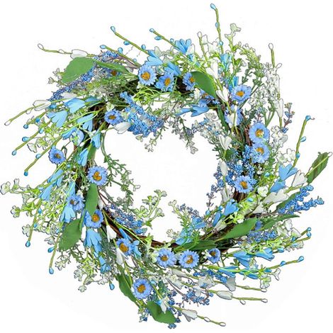 Guirlande Porte - Guirlande Vigne De Ferme - 40 Cm - Blanc Et Bleu - Pour Porte D'Entrée Mur Fenêtre Décoration Festive (1/5)