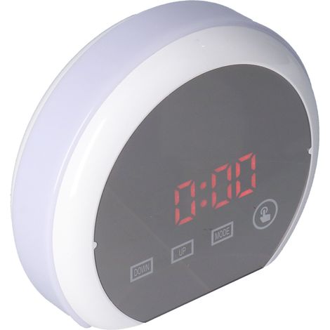 LED-Digitalwecker mit Spiegel, Thermometer, 7-farbiger Leuchtuhr, Snoopy-Funktion, Modell TS-S22, rotes Display (Batterien nicht enthalten) (1/5)