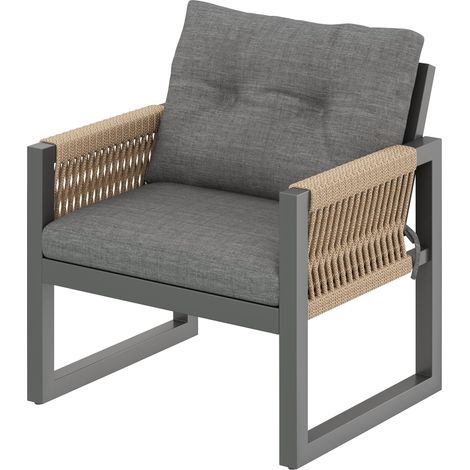 Conjoint moderne pour les sofas en extérieur. Il s’agit d’un ensemble destiné aux moments de détente et aux réunions parmi plusieurs personnes. Le cadre est en métal. Incluent également des coussins p (1/5)