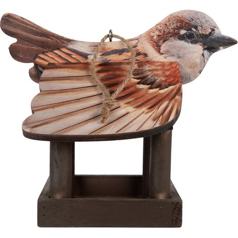 Mangeoire pour oiseaux du jardin maisonnette en bois durable marron 17 x 25 x 21 cm - PANGIVO (1/4)