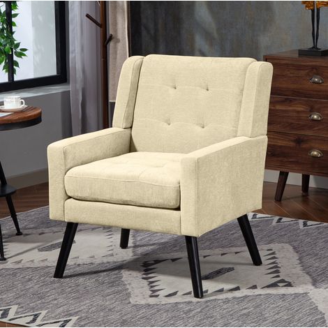 sedia imbottita trapuntata beige in lino OKMYHOME (1/5)