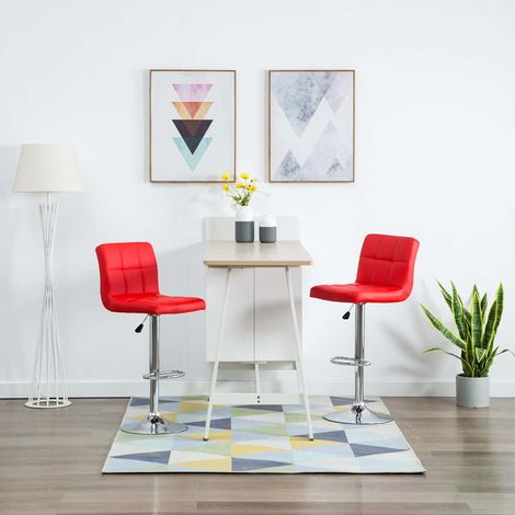 vidaXL Tabourets de bar lot de 2 rouge similicuir (1/5)
