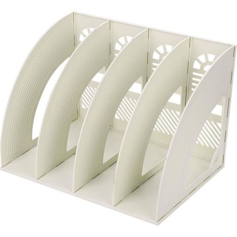 Enowelir 4Compartiments Etagère De Rangement Module, Boîte de Rangement Classement Magazine Classeur DIY Porte-revues en plastique Organisateur de Bureau pour Magazine Papier A4 Livre Dossier (1/5)