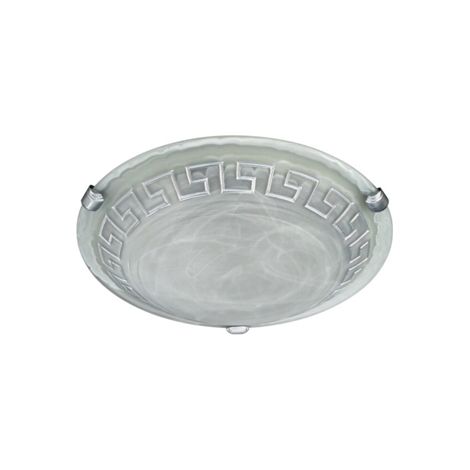 MACY Tonda cm 30 vetro con decoro greca argento