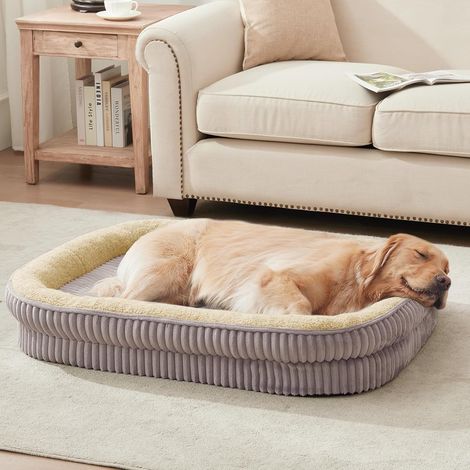 Panier pour Chien, lit orthopédique pour Chiens de Petite et Moyenne Taille, canapé pour Chien en Mousse Haute densité, Housse Amovible et Lavable, Base antidérapante, Gris (1/5)