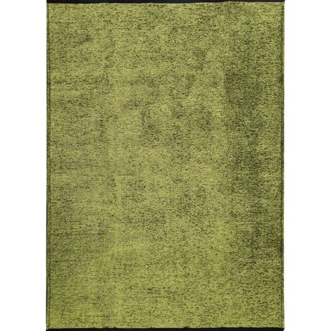 VENICE - Tapis en coton et polyester lavable tissé plat vert 80x150 (1/5)