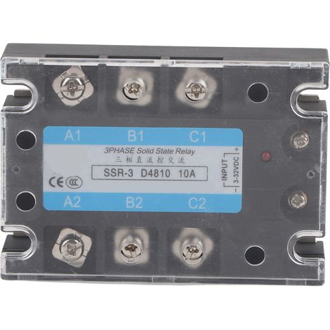 Relais statique triphasé 480V AC 10A SSR-3 D4810, commande DC, commutation industrielle, module solid state 10 ampères (1/5)