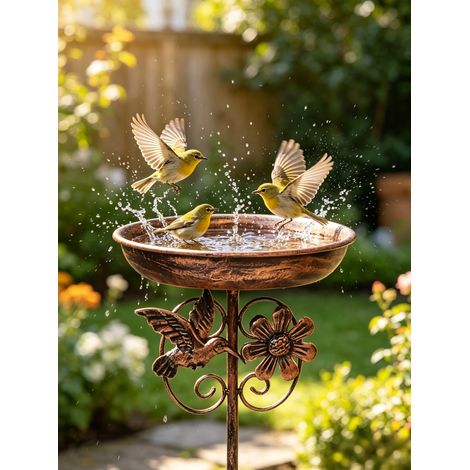 Abreuvoir décoratif vintage en cuivre à cinq pieds pour oiseaux, idéal pour boire et nourrir les papillons, les abeilles, etc. (1/5)
