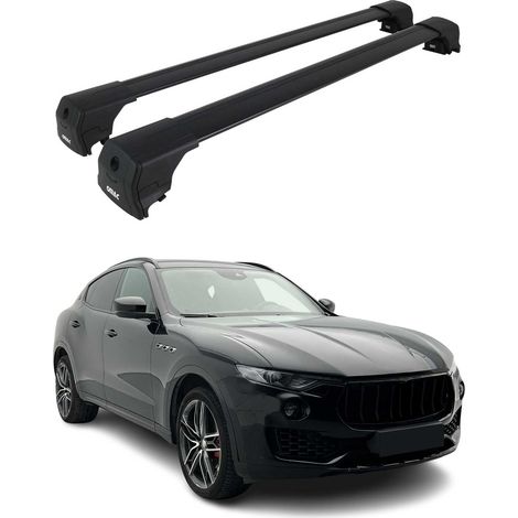 OMAC Barres de toit en aluminium pour Maserati Levante 2017-2024 – City Crash – ISO/PAS 11154:2006 – Antivol inclus – Charge max 75 kg – 2 barres Noir (1/4)