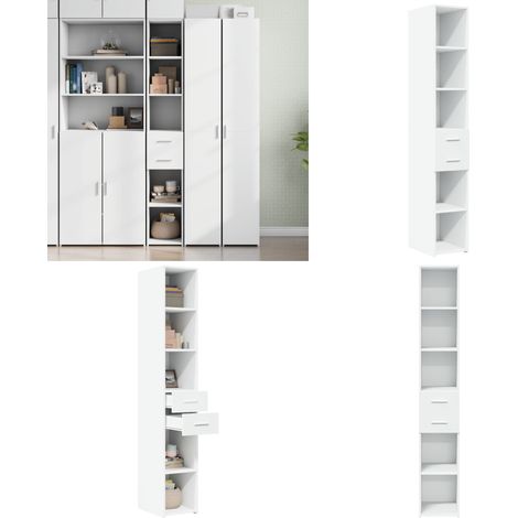 Buffet haut blanc 30x42,5x185 cm bois d'ingénierie - Buffet Design Intemporel - Meuble Rangement Blanc - Commode Cuisine - Buffet Haute Capacité - Buffet Mural - Home & Living (1/5)