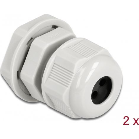 Delock Prensaestopas PG9 para cable redondo con tres entradas de cable gris 2 piezas