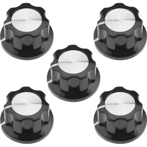 5pcs Potentiometer Knobs Silver Tone Top Rotary Knobs for 6mm Diameter Shaft Guitar Effect Pedal Knobs Amplifier Control Knobs 23mm Diameter Top Knob (1/5)