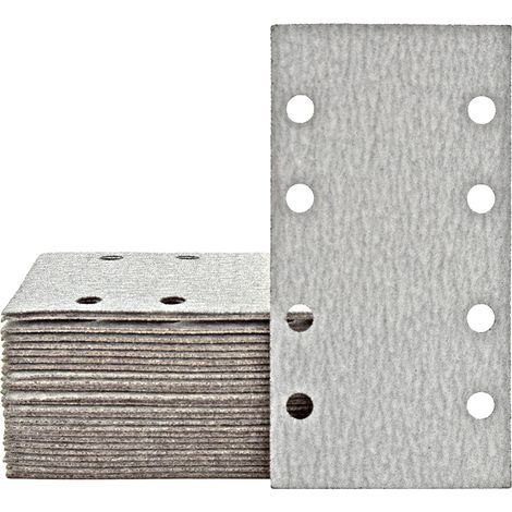 MioTools Shark Carte abrasive velcrate, 180 x 93 mm, 8 fori, p. Levigatrici orbitali, Corindone normale (50 Pz.) G180