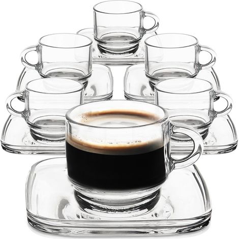 Tasse en verre avec soucoupe 75 ml 6 pcs. (1/5)