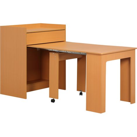Tavolo Pieghevole da Pranzo 5 Persone 84x180x100 cm in Truciolato e Acciaio color Legno (1/5)