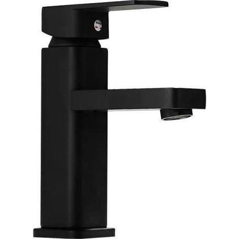 Robinet de lavabo sous plan en acier inoxydable 304, peinture noire, carré, monotrou, mitigeur eau chaude/eau froide, pour hôtel (1/5)