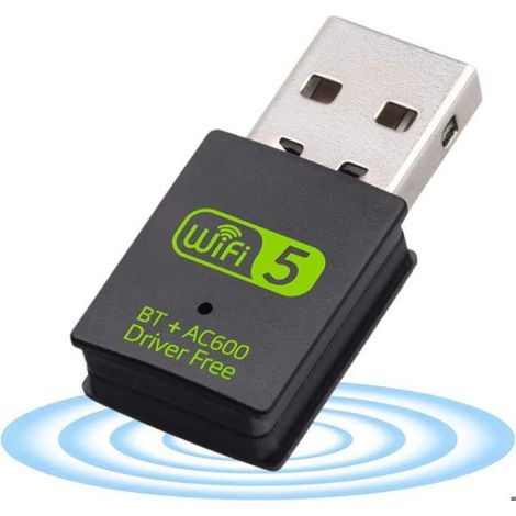 1 Adaptateur USB WiFi Bluetooth,600 Mbps double bande 2,4/5 GHz,récepteur réseau sans fil avec 2 antennes,pour PC Windows et MacOS (1/5)