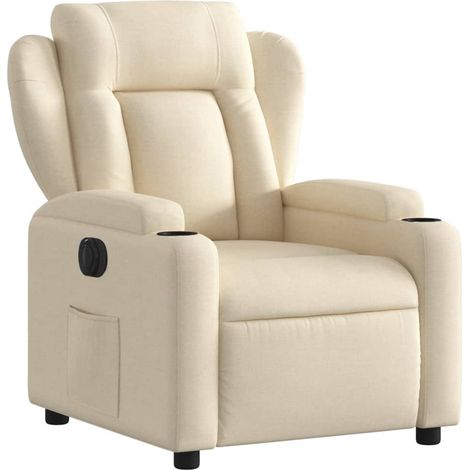 Sillón relax TV con función reclinable eléctrica muy cómodo en tela crema DEC028273 (1/5)
