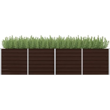 Garten-Hochbeet,Blumenkasten,Pflanzkasten Balkon, Terrasse, Garten Braun 320 x 80 x 77 cm Verzinkter Stahl VMEC353878 (1/5)