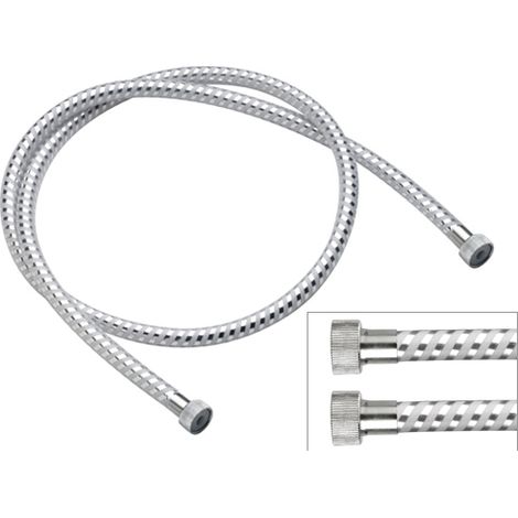 Flessibile ''biflex'' per doccia in pvc doppia ghiera cromo-bianco 200 cm (1/3)