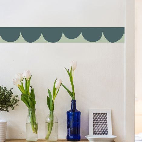 Frise décorative adhésive, feston fantaisie vert, 9 cm X 300 cm (1/5)