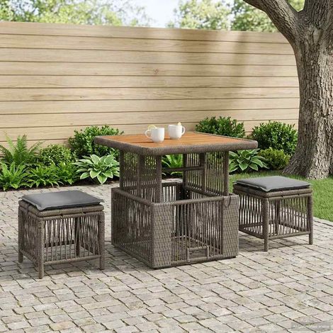 vidaXL  Garden Dining Set  3 pcs Grey and Dark Grey Poly Rattan