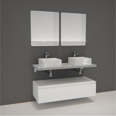 Mueble de lavabo doble + lavabo + espejo WILL