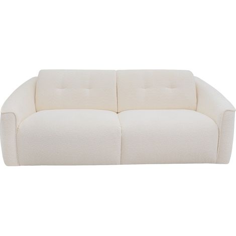 Canapé 3 places convertible express en tissu bouclette blanc - Couchage 140 cm - Matelas 16 cm mémoire de forme ASUFA (1/4)