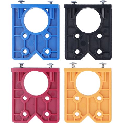 Jeu de 4 gabarits de perçage réglables 35mm (bleu, rouge, jaune, noir) + 1 foret, outil de montage de charnières pour menuiserie, scie cloche à bois 35mm, kit d'installation de paumelles (1/5)
