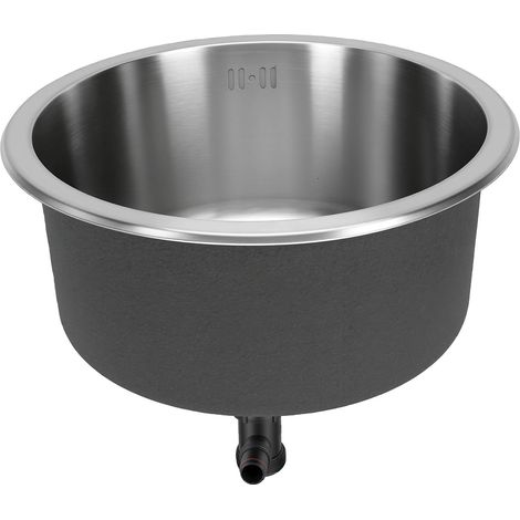 304 Stainless Steel Round Bar Kitchen Sink, 42x42cm (1/5)