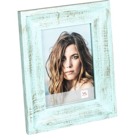 cadre photo bleu 13 x 18 cm profilé à rainures multiples en bois (1/4)