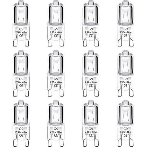 Ampoule Halogène G9 40W 230V Dimmable, Lot de 12, Lumière Chaude 2700K pour Four, Plafonnier et Éclairage d'Armoire (1/5)