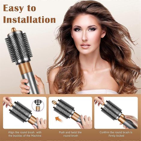 Grande brosse ronde volumisante pour accessoire Gris argenté--