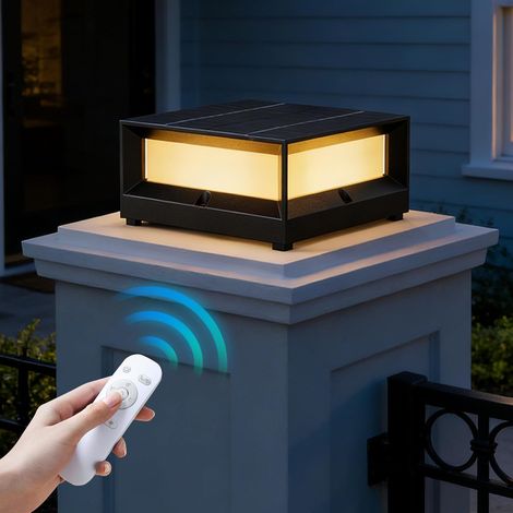 Borne Solaire Extérieur Jardin LED, Éclairage Allée IP65, Noir (1/5)
