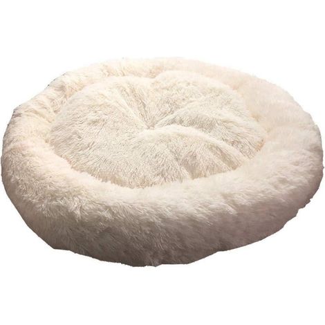 Lit pour chien Deluxe rond XXL 120cm blanc, lavable, imperméable, antidérapant