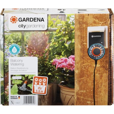 GARDENA Set irrigazione da balcone programmabile, per innaffiare automaticamente fino a 6 metri di fioriere (1407-20) (1/5)