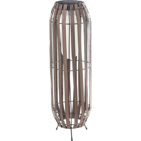 Linterna solar de jardín LED para exteriores pantalla sintética tejida estilo boho moderno marrón oscuro Muzizi