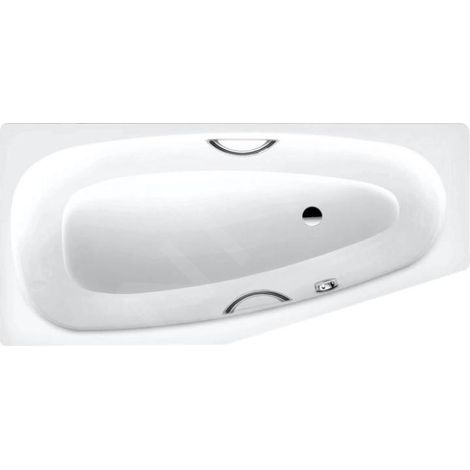 Kaldewei Advantage - Baignoire asymétrique Mini Star droite 835, 157x70/48 cm, avec trous pour poignées, effet Perl, blanc 224500013001 (1/2)