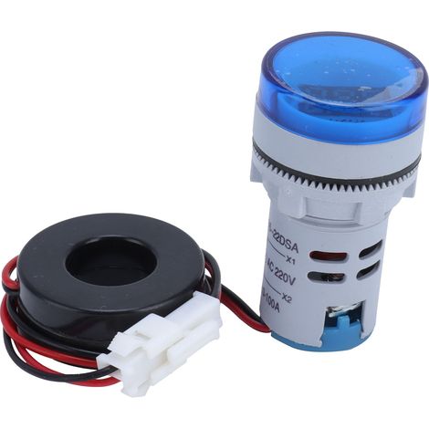 Compteur numérique de courant AC 220V AD16‑22DS, ampèremètre rond bleu avec voyant lumineux de signal précis. (1/5)