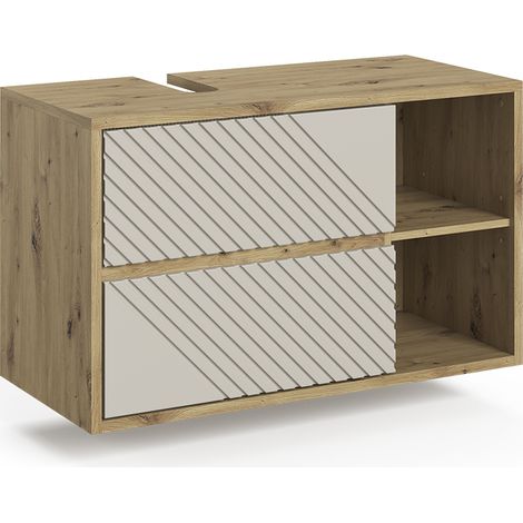 Mobile sottolavabo per bagno Viola, Rovere artigianale/Cachemire, 100 x 60 cm, Vicco (1/5)