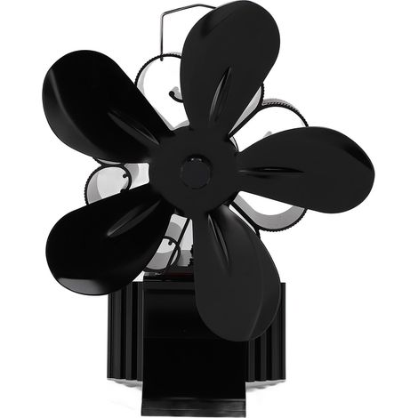 Ventilateur pour poêle à bois à 5 pales, alimenté par la chaleur (non électrique), avec thermomètre magnétique et accessoires pour brûleur de cheminée (1/5)