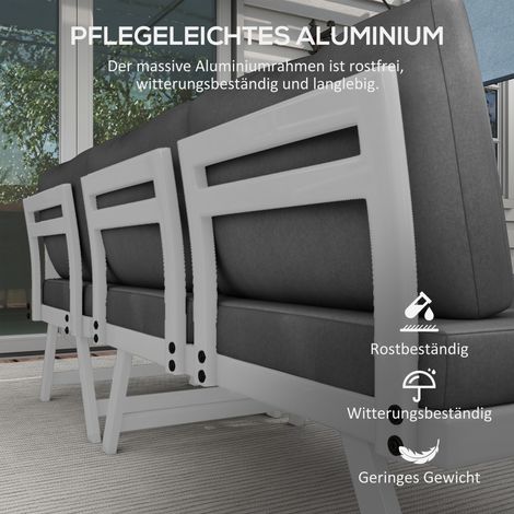 Ensemble de jardin 4 places, mobilier extérieur 115x61x65 cm, gris et blanc (1/4)