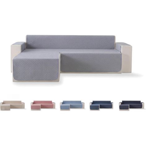 Housse de canapé matelassée à Losanges, Respirante, Facile à Nettoyer (Gris Clair, méridienne Gauche 200 cm) (1/5)