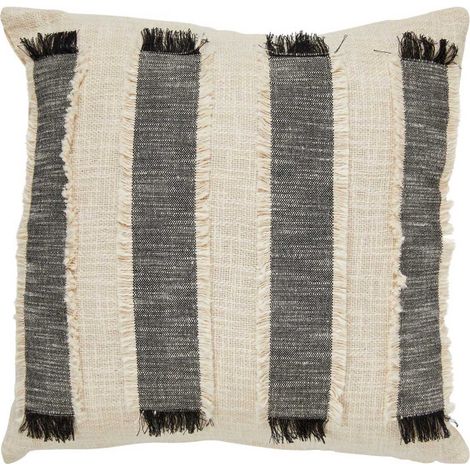 Coussin Déco à Franges "Malakite" 50x50cm Noir & Blanc (1/4)