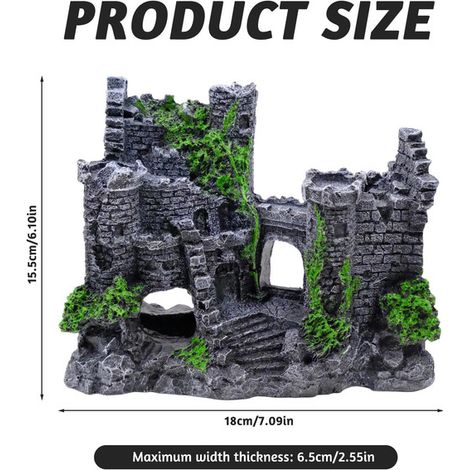 Décoration de Château de Ruines pour Aquarium Ornement Grotte pour Poissons (1/5)