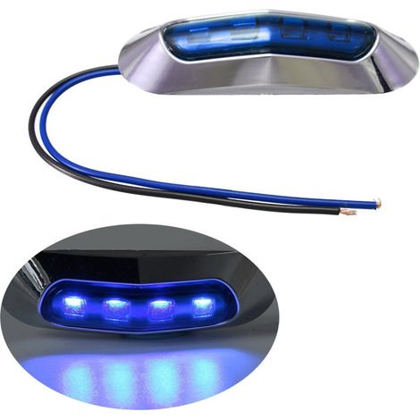 Feu de gabarit et de balisage bleu à 4 LED, cadre chromé - 24 V
