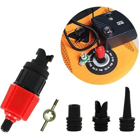 Bomba para kayak inflable, adaptador de válvula de inflado de SUP y boquilla de gas (4 piezas) para estructuras inflables. (1/5)