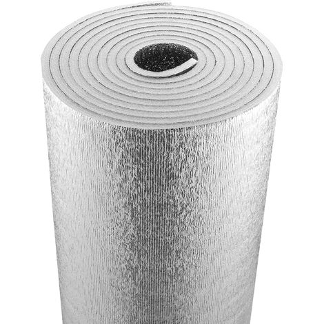 VEVOR Rollo de aislamiento reflectante doble, barrera radiante de espuma, 15,1 mm 48 pulgadas x 25 pies, lámina de aluminio de doble cara, escudo reflectante de calor de espuma EPE, rollo de aislamien